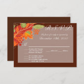 3.5x5 R.S.V.P.カード紅葉秋フローラ 招待状 (正面/裏面)