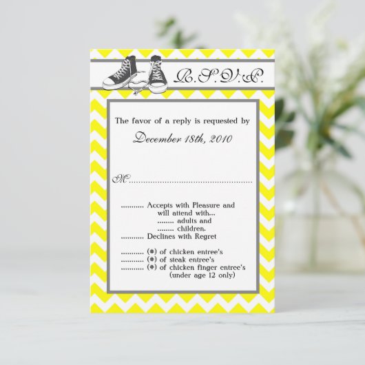 3.5x5 R.S.V.P.カード10代スニーカーChevronストリップ 招待状 (スタンド正面)