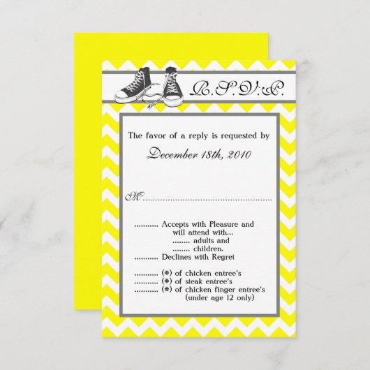 3.5x5 R.S.V.P.カード10代スニーカーChevronストリップ 招待状 (正面/裏面)