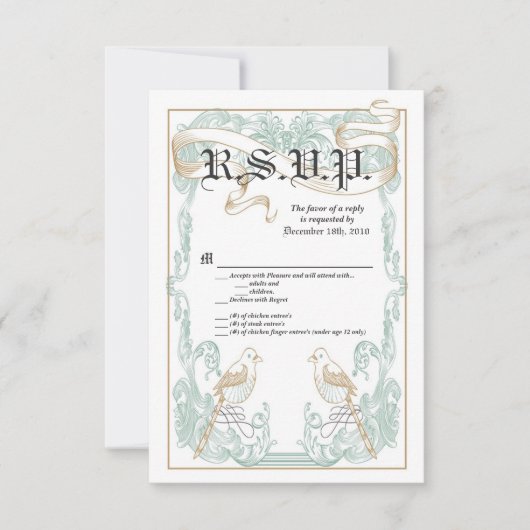 3.5x5 R.S.V.P.カード・ヴィンテージ・バフォーマルードカップル 招待状 (正面)