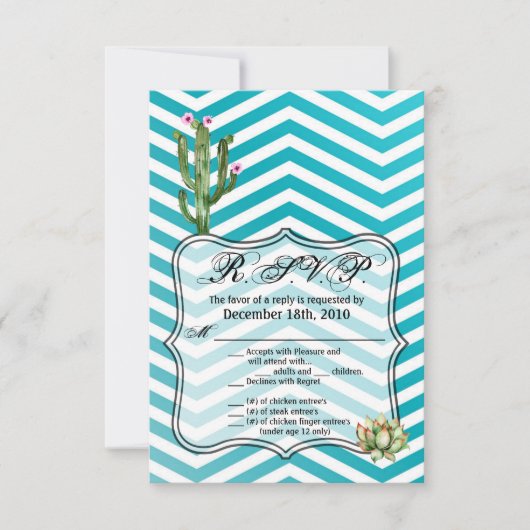 3.5x5 R.S.V.P.カードBoho Cacti Cactus Succulent Bo 招待状 (正面)