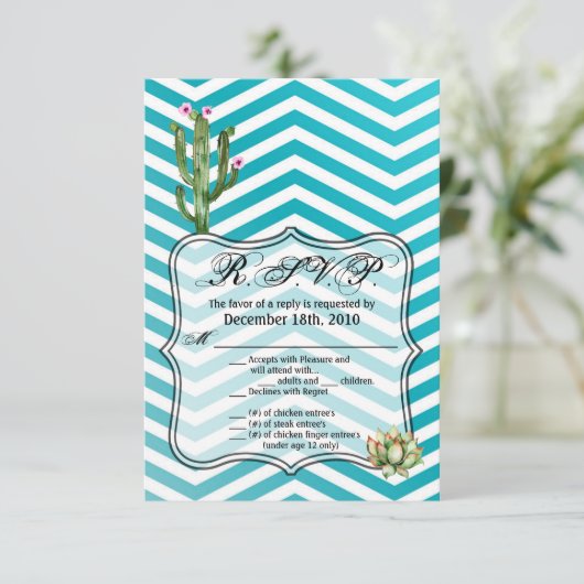 3.5x5 R.S.V.P.カードBoho Cacti Cactus Succulent Bo 招待状 (スタンド正面)