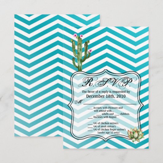 3.5x5 R.S.V.P.カードBoho Cacti Cactus Succulent Bo 招待状 (正面/裏面)