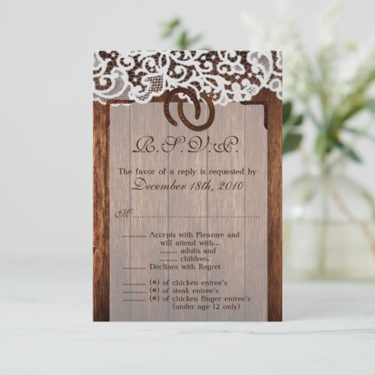 3.5x5 R.S.V.P.バーンドウッドレース上のカードホースシューズ 招待状 (スタンド正面)