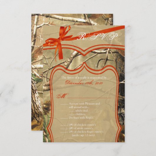3.5x5 RSVP カード ウェディング ハンターズ カム (正面/裏面)