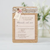 3.5x5 RSVP カード クラフト紙 ラッセル ツインボウ ローズ (スタンド正面)