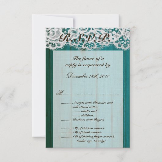 3.5x5 RSVP カード ティール ウッド (正面)