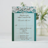 3.5x5 RSVP カード ティール ウッド (スタンド正面)