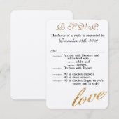 3.5x5 RSVP カード　ティーンエイジー ゴールド フォイル グリッター ラブ 招待状 (正面/裏面)