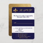 3.5x5 RSVP カード モダン ストライプ ネイビー ホワイト コンテ (正面/裏面)