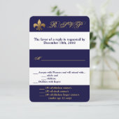 3.5x5 RSVP カード モダン ストライプ ネイビー ホワイト コンテ (スタンド正面)