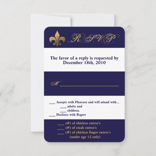 3.5x5 RSVP カード モダン ストライプ ネイビー ホワイト コンテ (正面)