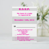 3.5x5 RSVP モダン ネオン ストライプ ピンク 80年代 レトロ 招待状 (スタンド正面)