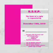 3.5x5 RSVP モダン ネオン ストライプ ピンク 80年代 レトロ 招待状 (正面/裏面)