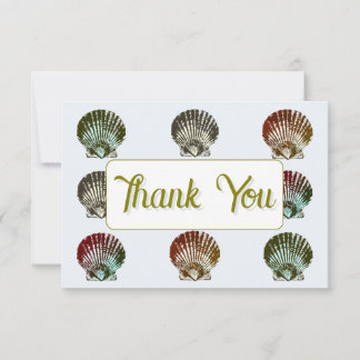 3.5X5" Seashell Pattern Flat Thank You Note Card ノートカード
