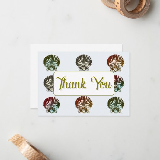 3.5X5" Seashell Pattern Flat Thank You Note Card ノートカード (正面/裏面インサイチュ)