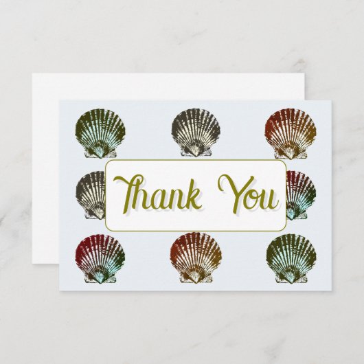 3.5X5" Seashell Pattern Flat Thank You Note Card ノートカード (正面/裏面)