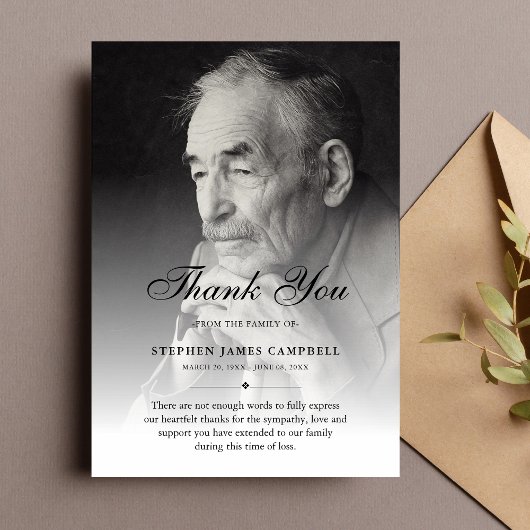 3.5x5 Thank You Custom Funeral Photo Sympathy サンキューカード