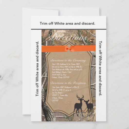 3.5x6サイズの方向カード ハンターズ カモ カモフラージュ シカ 招待状 (正面)