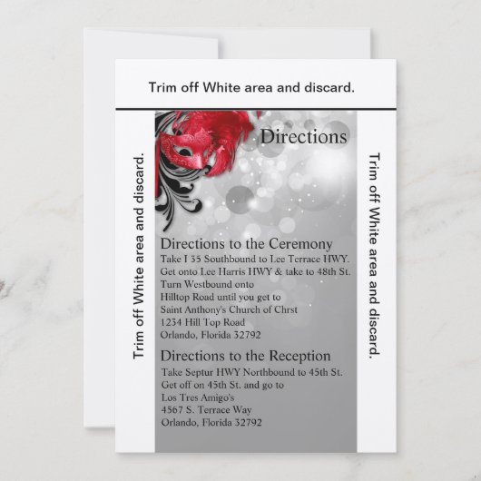 3.5x6方向カードの赤いマスカレード 招待状 (正面)