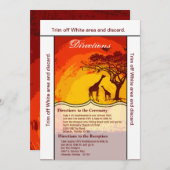 3.5x6方向カードアフリカンサファリGiraffe Sunse 招待状 (正面/裏面)