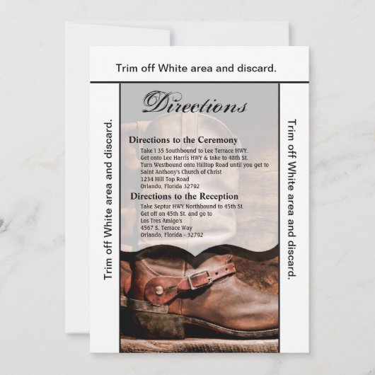 3.5x6方向カードカウボーイブーツバーンウッドルスティ 招待状 (正面)