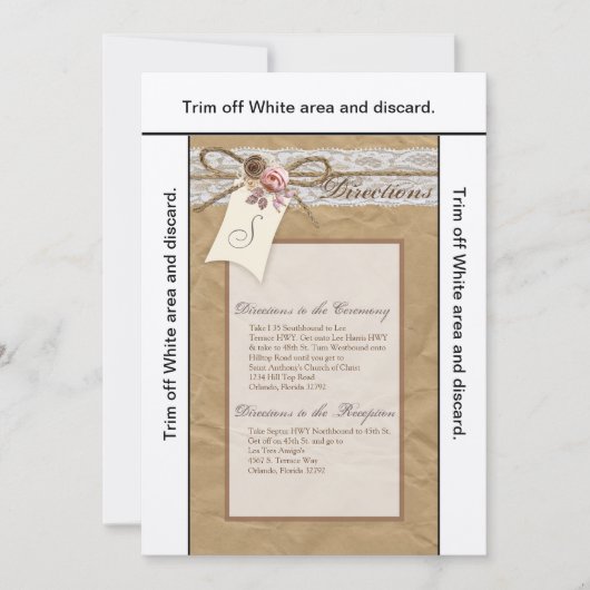 3.5x6方向カードクラフト紙レースツインボウ 招待状 (正面)