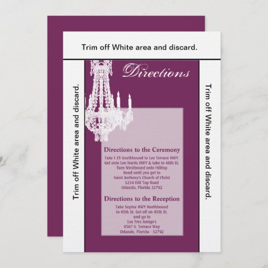 3.5x6方向カードクリスタルシャンデリアGlitz Gla 招待状 (正面/裏面)