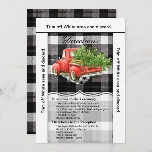 3.5x6方向カードクリスマストラックバッパロープレイドChr 招待状 (正面/裏面)