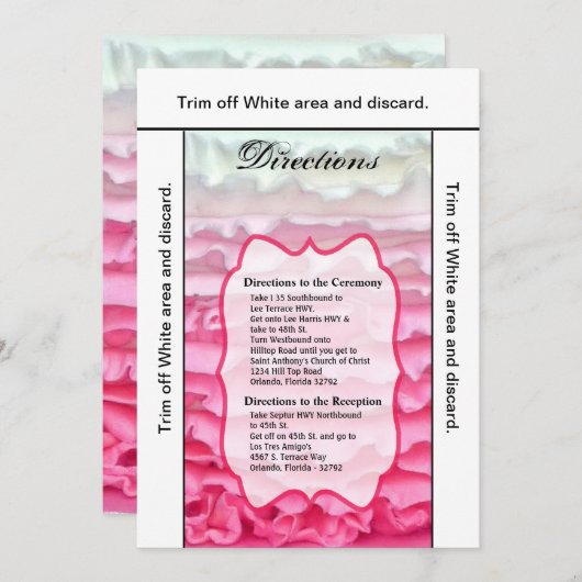 3.5x6方向カードグラデーションつや消しピンクストライプ 招待状 (正面/裏面)