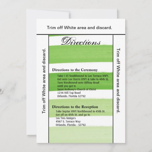 3.5x6方向カードグラデーションストライプグリーンラインフェード 招待状 (正面)