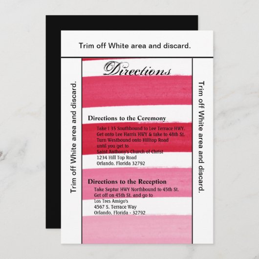 3.5x6方向カードグラデーションストライプピンクラインフェード 招待状 (正面/裏面)