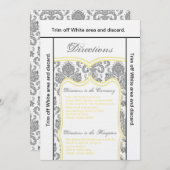 3.5x6方向カードグレーイエロダマスク 招待状 (正面/裏面)