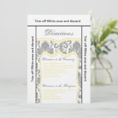 3.5x6方向カードグレーイエロダマスク 招待状 (スタンド正面)