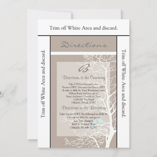 3.5x6方向カードグレーツリー&鳥 招待状 (正面)