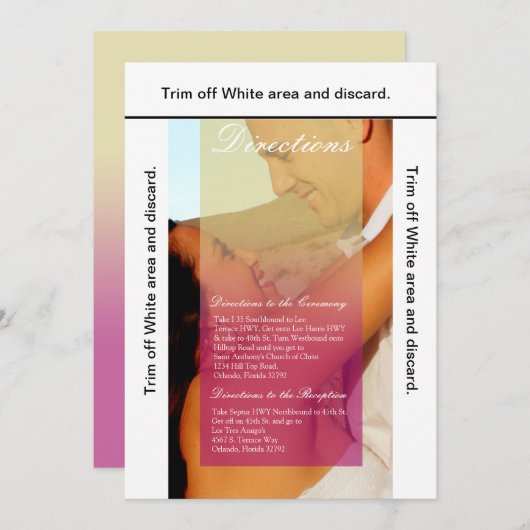 3.5x6方向カードサンセットフェードピンクタン写真 招待状 (正面/裏面)