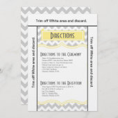 3.5x6方向カードシェブロンストライプグレーイエロー 招待状 (正面/裏面)