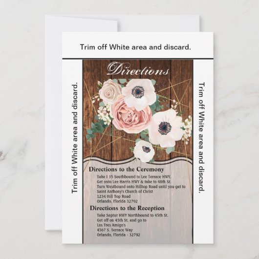 3.5x6方向カードジオメトリックカントリーバーンウッド 招待状 (正面)