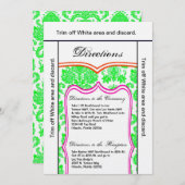 3.5x6方向カードネオングリーンピンクオランダマスク 招待状 (正面/裏面)