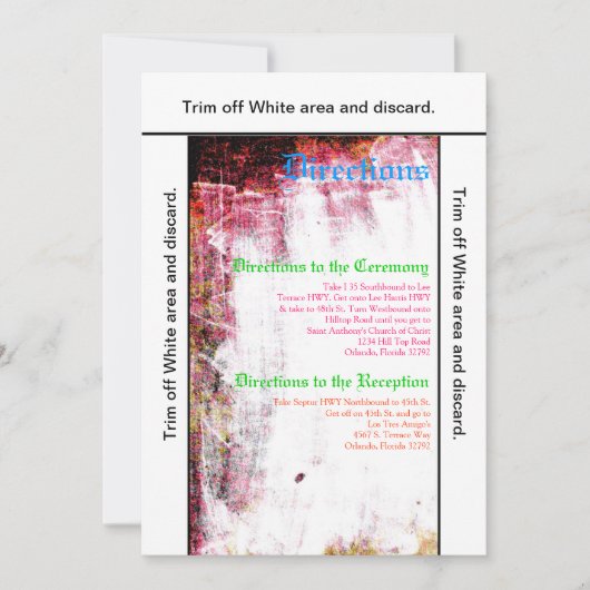 3.5x6方向カードネオンスクラッチグランジカラー 招待状 (正面)