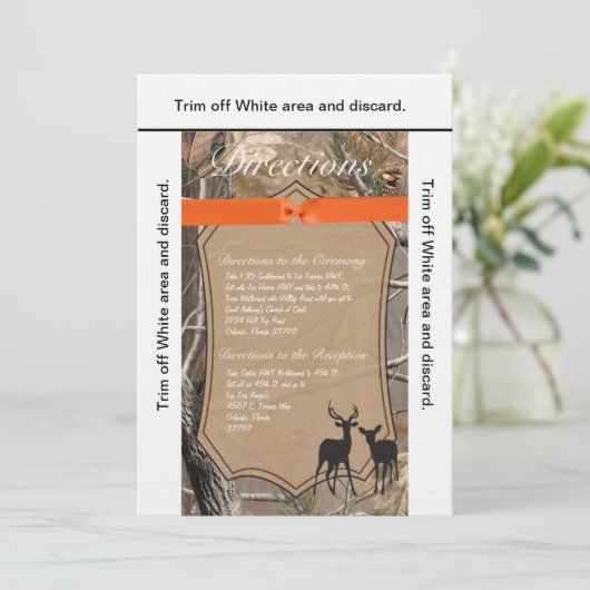 3.5x6方向カードハンターの迷彩柄のCamoflaugeのシカ 招待状 (スタンド正面)