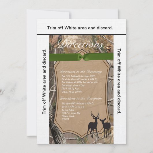 3.5x6方向カードハンター迷彩柄カモフラージュ鹿 招待状 (正面)