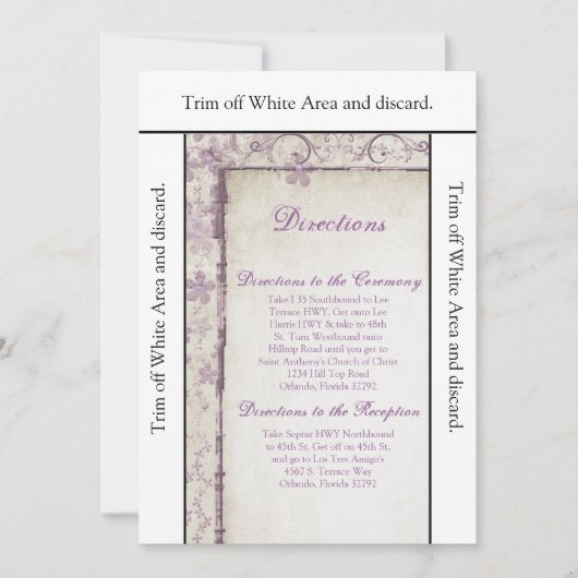 3.5x6方向カードパープル春フローラ 招待状 (正面)