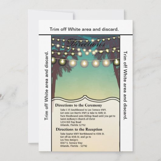 3.5x6方向カードビーチサンセットパームツリーストリ 招待状 (正面)