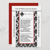 3.5x6方向カードブラックレッドダマスク 招待状 (正面/裏面)