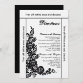 3.5x6方向カードブラックレースダマスクアンティーク 招待状 (正面/裏面)