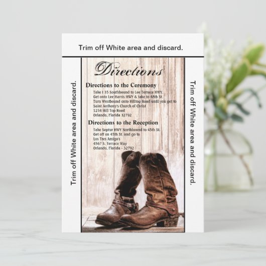 3.5x6方向カードブーツカントリーウェスタン素朴ド 招待状 (スタンド正面)