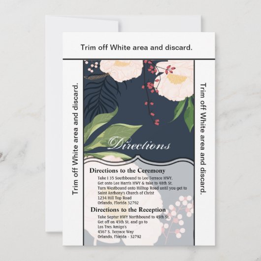 3.5x6方向カードホワイトフローラ花オンダーク 招待状 (正面)