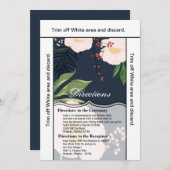 3.5x6方向カードホワイトフローラ花オンダーク 招待状 (正面/裏面)