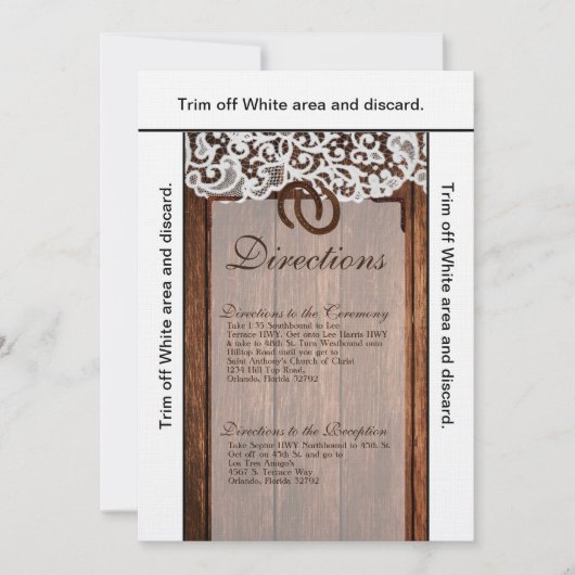 3.5x6方向カードホースシューズオンバーンウッドラック 招待状 (正面)